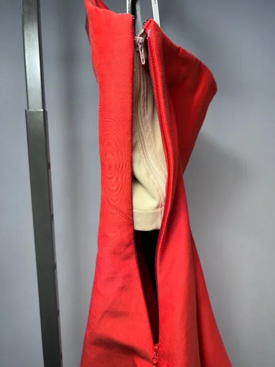 NWT HALSTON HERITAGE Strapless Structured Mini Dress in Red Lipstick Color Sz 12 - Picture 5 of 12